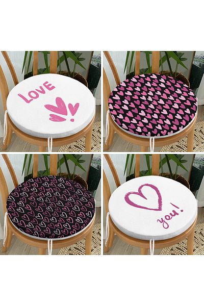 Realhomes 4-Piece Valentine's Day Concept Special Design Modern Combination Round Zipper Chair Cushion Set