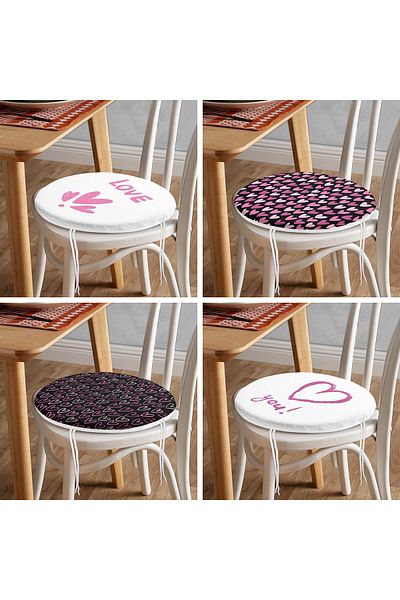 Realhomes 4-Piece Valentine's Day Concept Special Design Modern Combination Round Zipper Chair Cushion Set