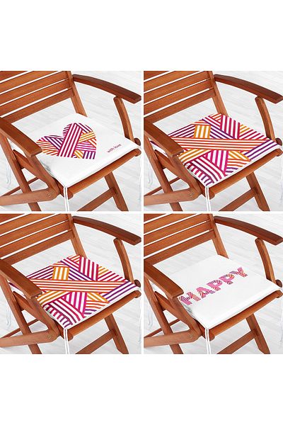 Realhomes 4-Piece Valentine's Day Concept Special Design Modern Combination Zippered Chair Cushion Set