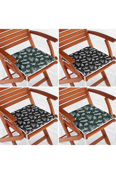 Realhomes 4-Piece Colorful Modern Zippered Chair Cushion Set with Pinewood Pattern on the Floor