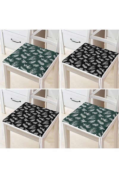Realhomes 4-Piece Colorful Modern Zippered Chair Cushion Set with Pinewood Pattern on the Floor