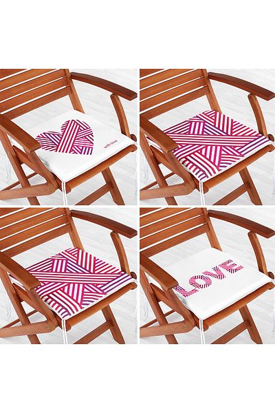 Realhomes 4-Piece Valentine's Day Concept Special Design Modern Combination Zippered Chair Cushion Set
