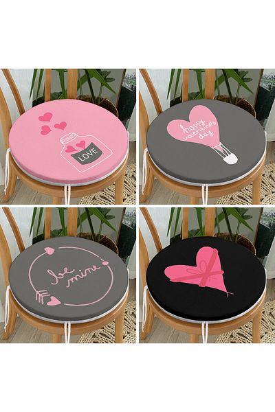 Realhomes 4-Piece Valentine's Day Concept Special Design Modern Combination Round Zipper Chair Cushion Set