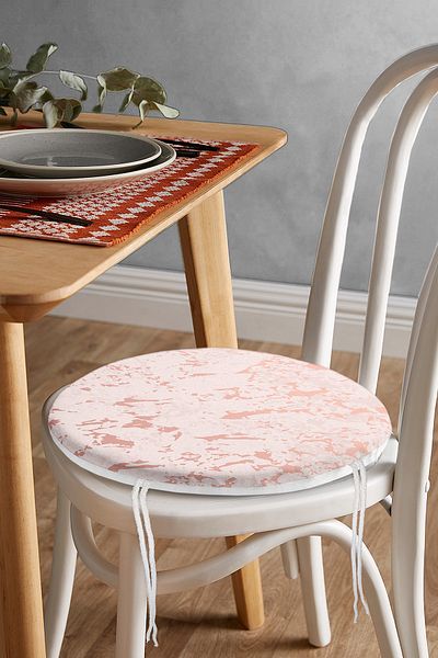 Realhomes Digital Printed Modern Round Zippered Chair Cushion with Shadow Pattern on Powder Floor