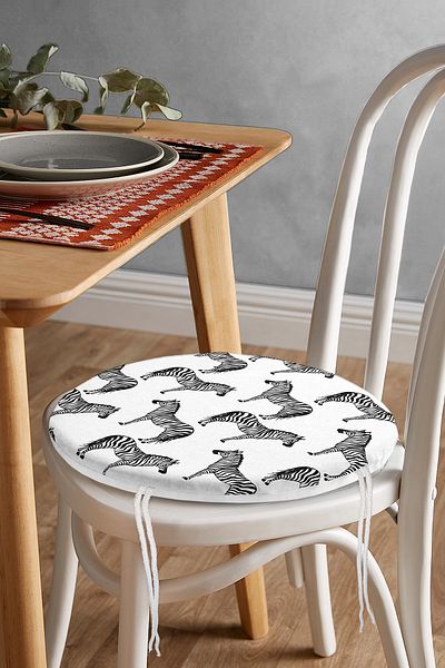 Realhomes Zebra Design Digital Printed Round Zippered Chair Cushion
