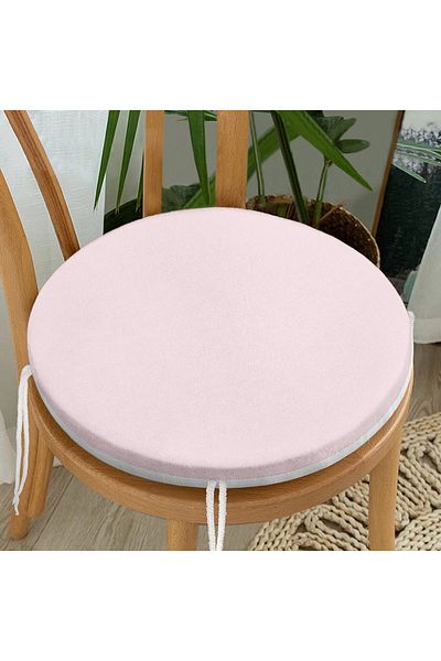 Realhomes Pink Colored Digital Printed Round Zippered Chair Cushion