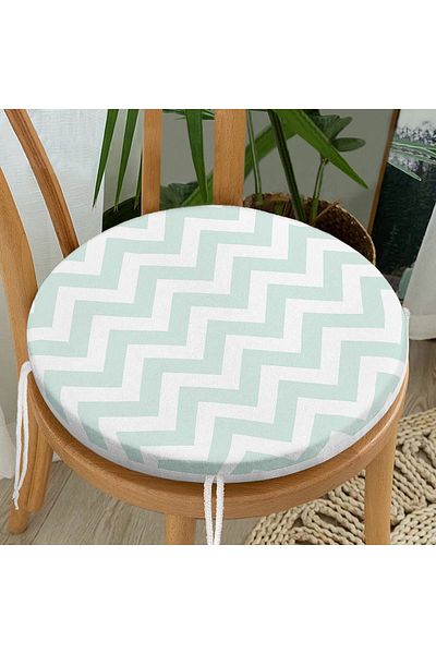 Realhomes Modern Zigzag Digital Printed Round Zippered Chair Cushion