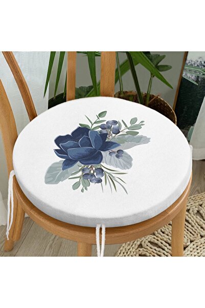 Realhomes Μαξιλάρι καρέκλας με παστέλ μπλε τριαντάφυλλο με ψηφιακή εκτύπωση μ...