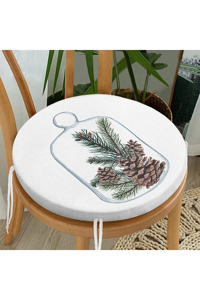 Realhomes Special Design Christmas Themed Digital Printed Round Zippered Chair Cushion