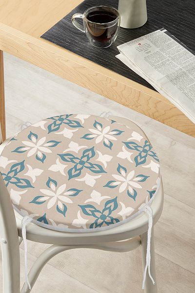 Realhomes Special Design Digital Printed Round Zippered Chair Cushion with Mink Floor