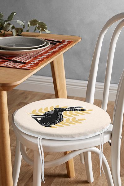 Realhomes Custom Design Digital Printed Modern Round Zippered Chair Cushion with Rabbit Silhouette
