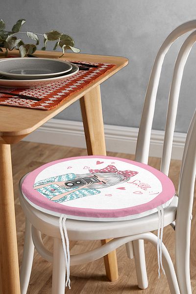 Realhomes Fashion Girl Digital Printed Modern Round Zippered Chair Cushion