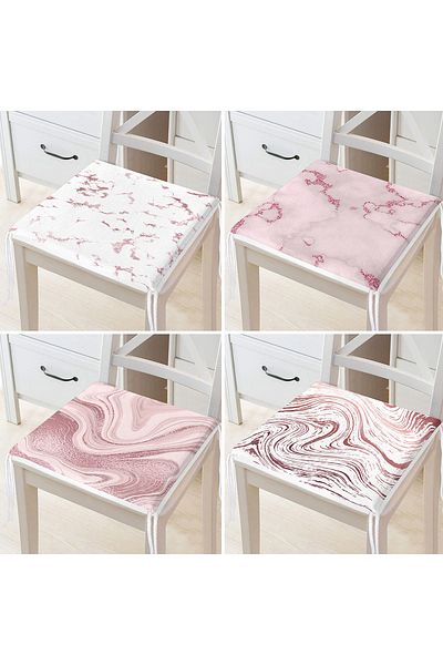 Realhomes 4-Piece Colorful Abstract Patterned Modern Zippered Chair Cushion Set on the Floor