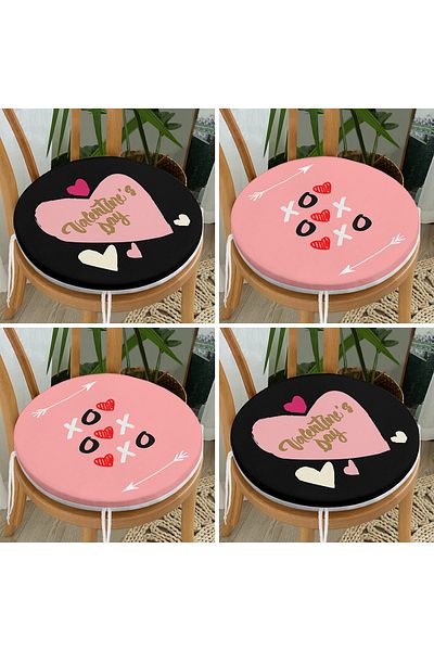 Realhomes 4-Piece Valentine's Day Concept Special Design Modern Combination Round Zipper Chair Cushion Set