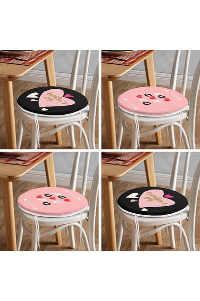 Realhomes 4-Piece Valentine's Day Concept Special Design Modern Combination Round Zipper Chair Cushion Set