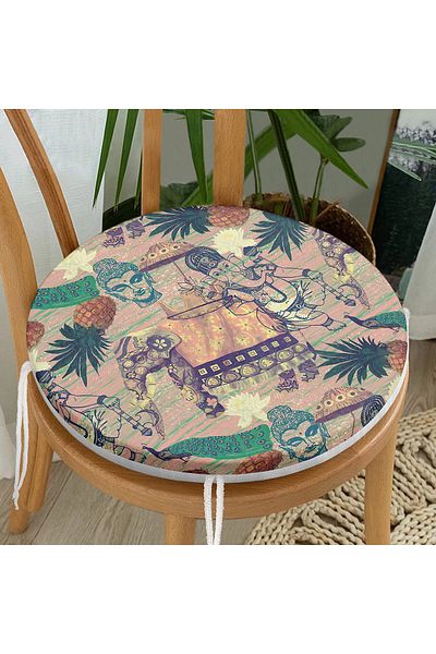 Realhomes Ethnic African Themed Special Designed Round Zippered Chair Cushion