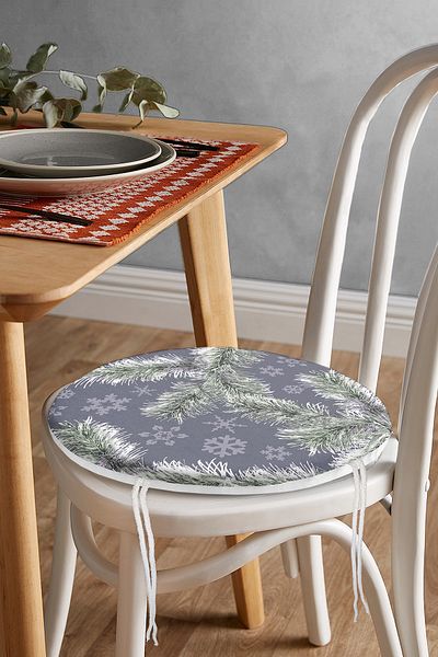 Realhomes Digital Printed Modern Round Zippered Chair Cushion with Snowflake Pattern on Colorful Floor
