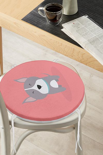 Realhomes Dog Pattern Digital Printed Modern Round Zippered Chair Cushion