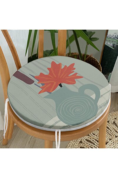 Realhomes Сучасна кругла подушка для стільця з цифровим принтом у вигляді ваз...