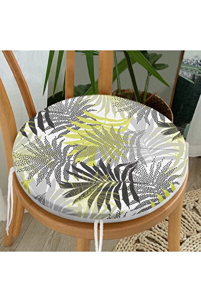 Realhomes Кругла подушка для стільця з круглим застібкою-блискавкою та малюнк...