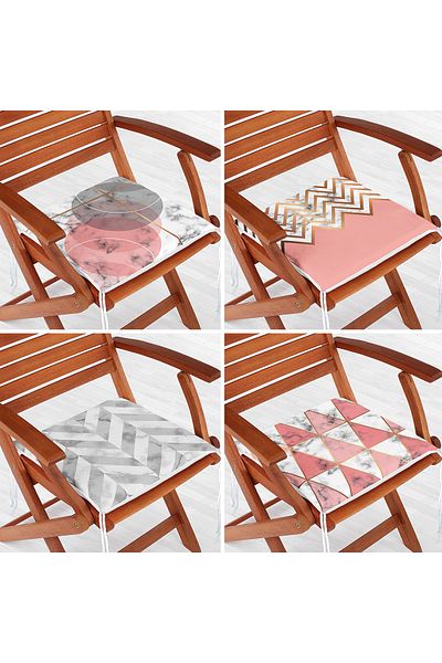 Realhomes Set of 4 Digital Printed Decorative Zippered Chair Cushions