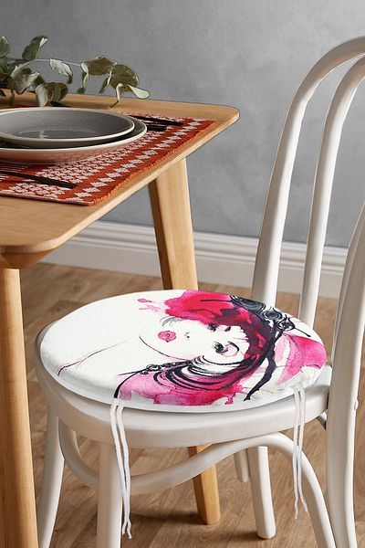 Realhomes Watercolor Special Design Fashion Women Digital Printed Round Zippered Chair Cushion
