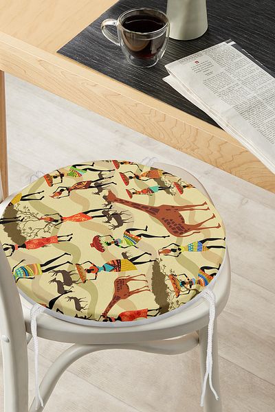 Realhomes Ethnic African Patterned Special Design Round Zippered Chair Cushion