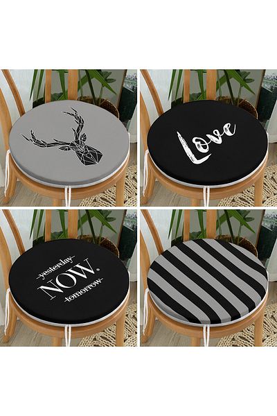 Realhomes 4-Piece YestNow TomGeyikli Design Round Zippered Chair Cushion Set