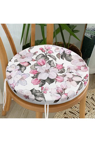 Realhomes Bulk Cross Stitch Flower Digital Printed Round Zippered Chair Cushion