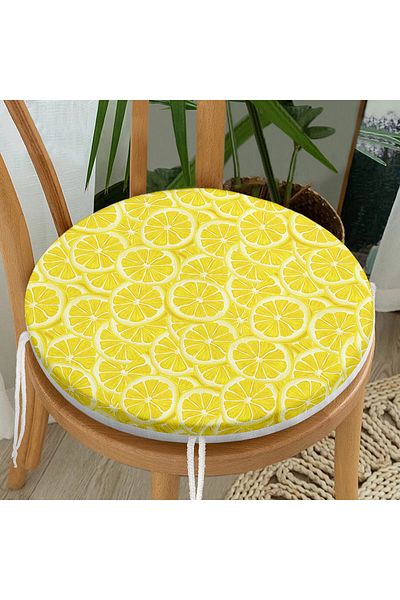 Realhomes Lemon Concept Custom Design 3D Round Zippered Chair Cushion