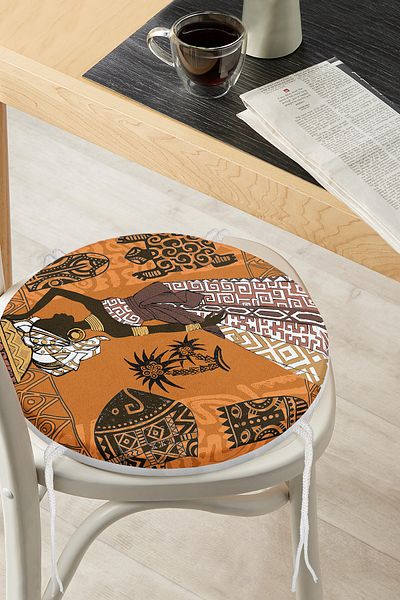 Realhomes Dish Arabian Women's Motif Round Zippered Chair Cushion