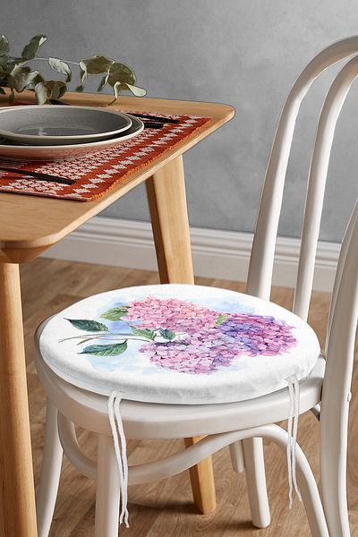 Realhomes Special Design Digital Printed Modern Round Zippered Chair Cushion with Hydrangea Flower Figure