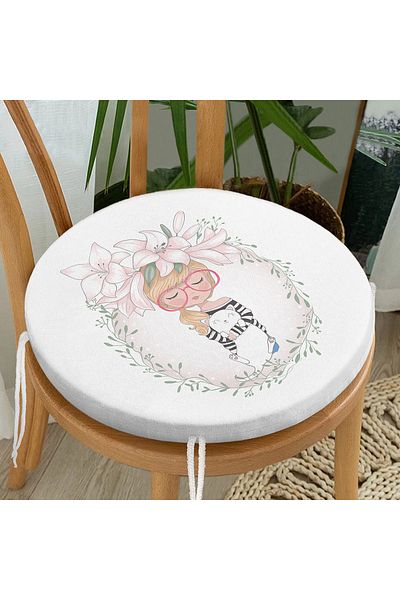 Realhomes Fashion Girl Digital Printed Modern Round Zippered Chair Cushion