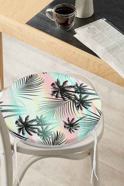 Realhomes Palm Leaves Round Zippered Chair Cushion