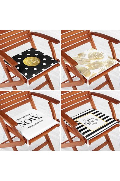 Realhomes 4-Piece Gold Leaf Modern Concept Zippered Chair Cushion Set