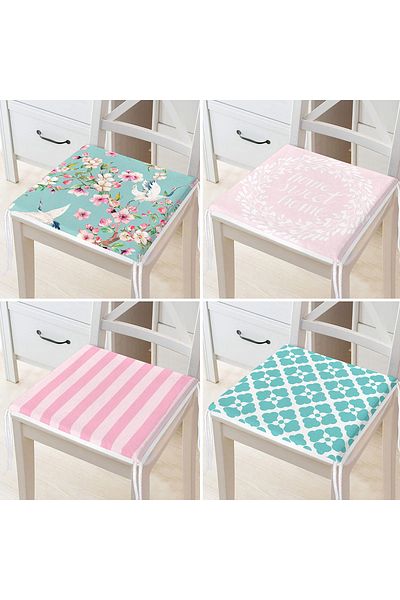 Realhomes Set of 4 Pink and Mint Green Concept Decorative Zippered Chair Cushions