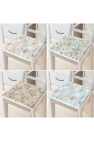 Realhomes 4-Piece Colorful Floral Patterned Modern Zippered Chair Cushion Set on the Floor