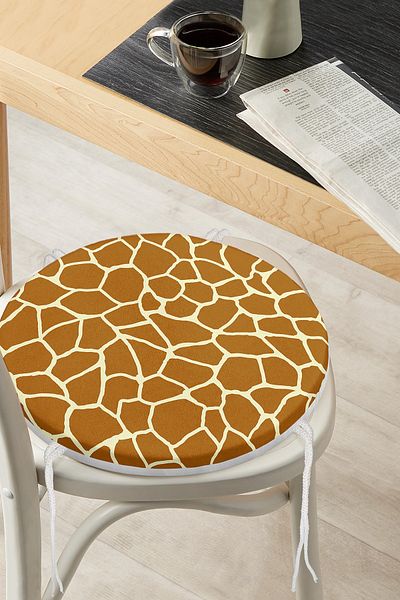 Realhomes Geometric Drawing on Colorful Floor Digital Printed Modern Round Zippered Chair Cushion