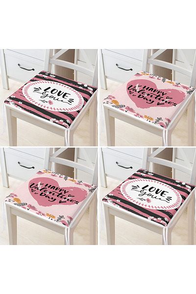 Realhomes 4-Piece Valentine's Day Concept Special Design Modern Combination Zippered Chair Cushion Set