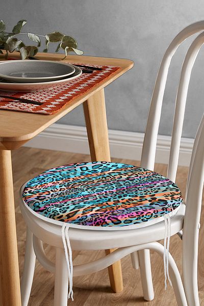 Realhomes Multi Colors Digital Printed Modern Round Zippered Chair Cushion