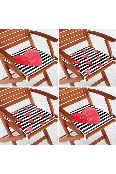 Realhomes 4-Piece Valentine's Day Concept Special Design Modern Combination Zippered Chair Cushion Set