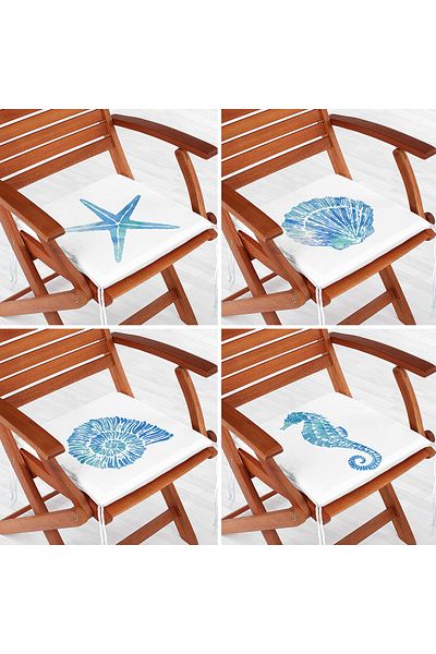Realhomes Set of 4 Sea Creatures Concept Decorative Zippered Chair Cushions