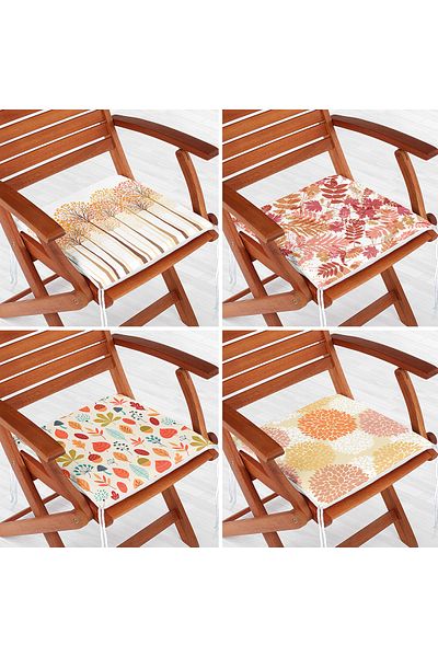 Realhomes Set of 4 Autumn Leaves Special Design Colorful Zippered Chair Cushions