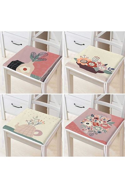 Realhomes 4 Type Colorful Floor Modern Patterned Vase Fastener Chair Cushion Set