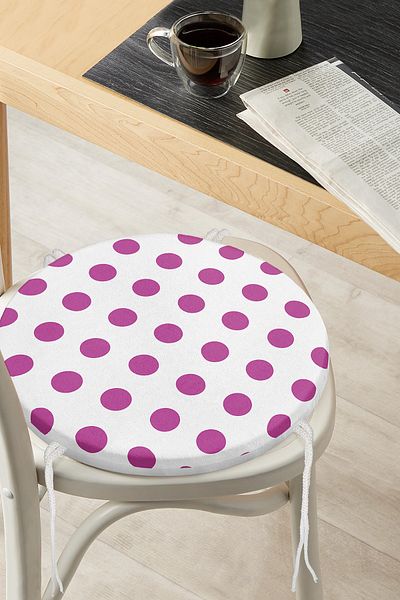 Realhomes Purple Polka Dot Digital Printed Round Zippered Chair Cushion