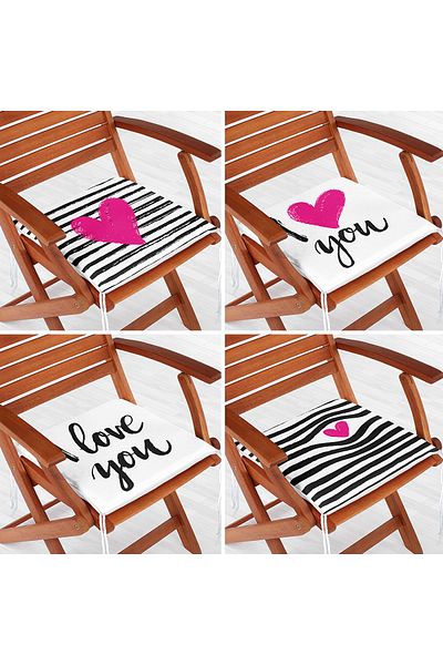 Realhomes 4-Piece Valentine's Day Concept Special Design Modern Combination Zippered Chair Cushion Set