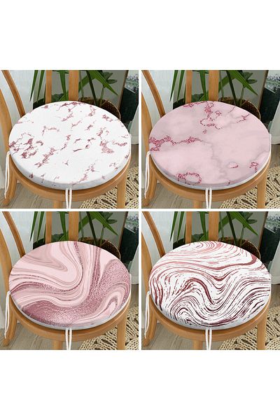 Realhomes 4-Piece Colorful Abstract Patterned Modern Round Zippered Chair Cushion Set on the Floor