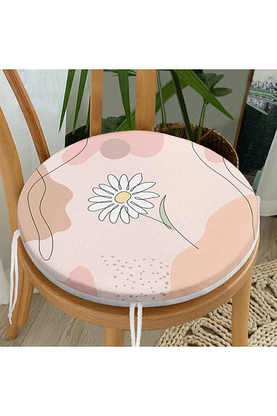 Realhomes Bohemian Modern Round Zippered Chair Cushion with Rose Motif