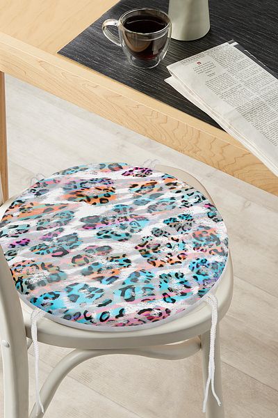 Realhomes Tiger Pattern Illustration Digital Printed Special Design Modern Round Zippered Chair Cushion