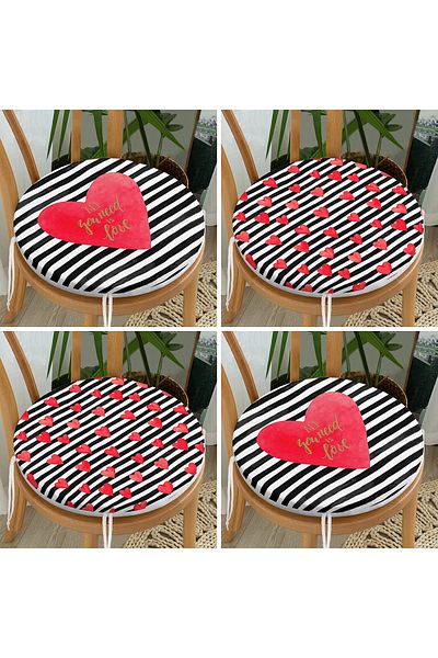 Realhomes 4-Piece Valentine's Day Concept Special Design Modern Combination Round Zipper Chair Cushion Set